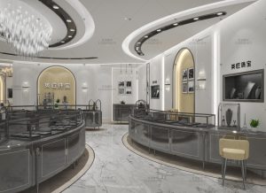 珠宝展柜制作厂商！英伦风珠宝店展柜设计效果图！